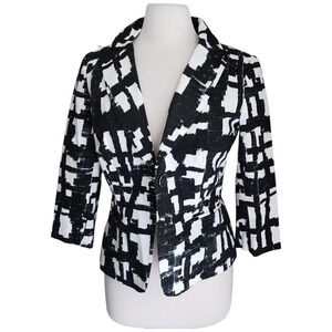 Sandro Jacket Women's Medium Blazer Academia Office Cropped Black‎ White